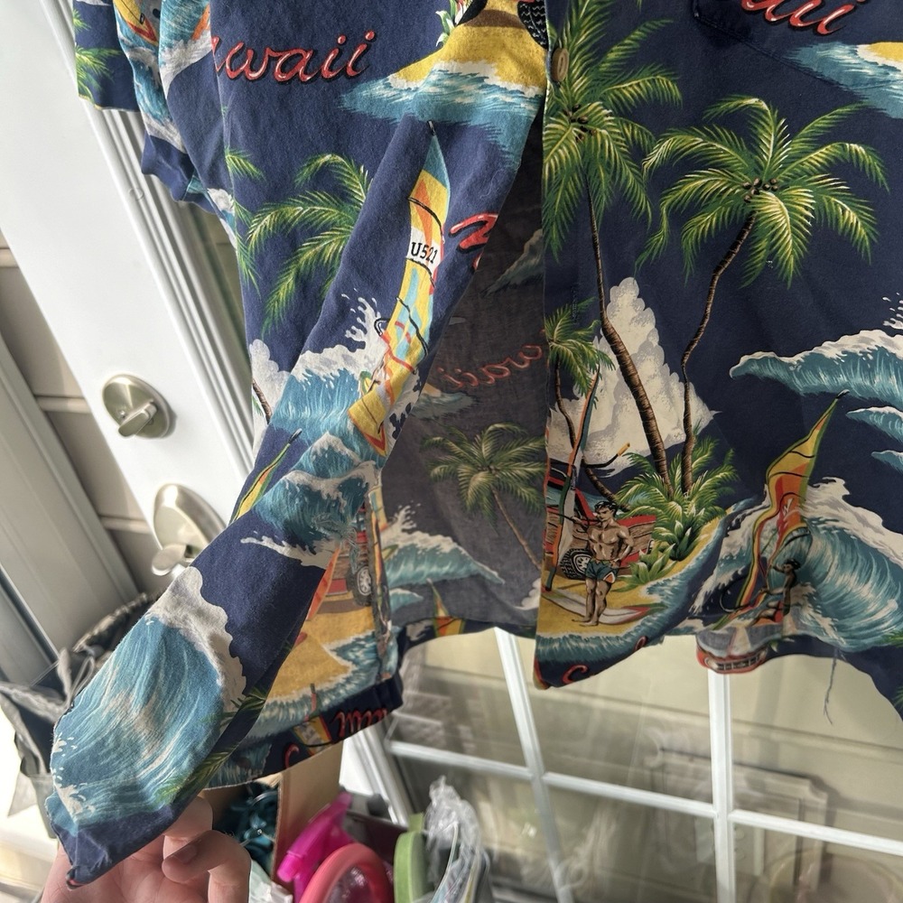 Vintage 70s-80s RJC Hawaiian Shirt Mens XL "Aloha Surf" Rare Aloha Surfing Print - Picture 3 of 5